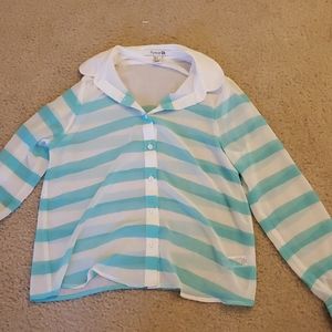 Blue and white striped top